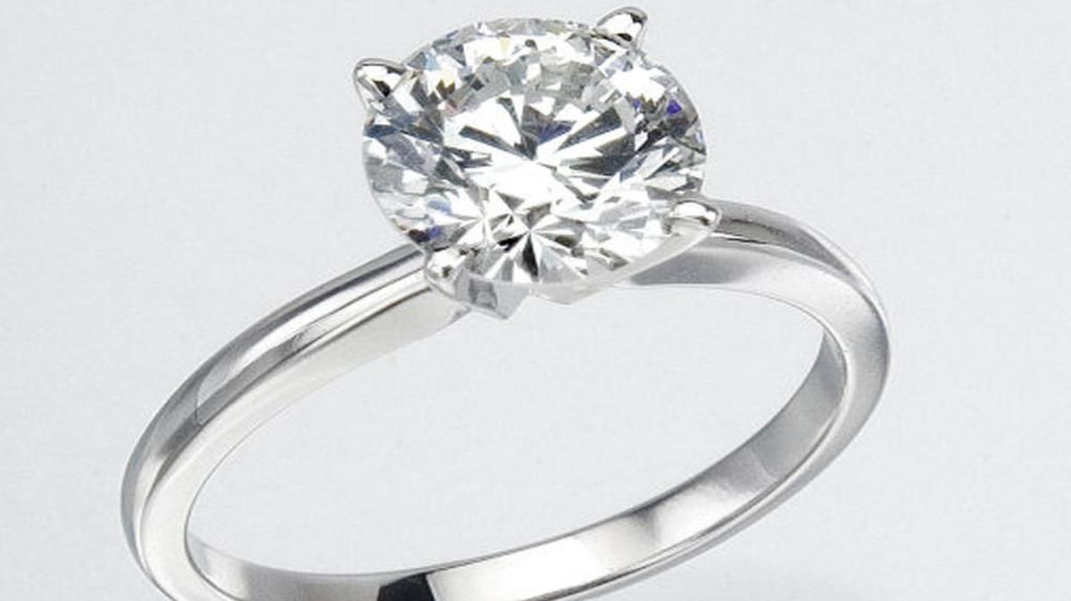 The $30,000 custom diamond ring that Philip Langer gave his fiancee is much fancier than this solitaire.