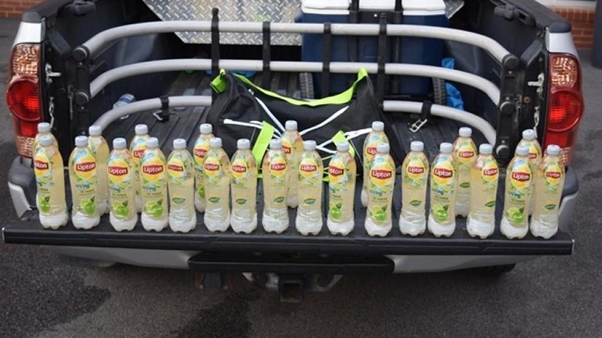 Bottles of Lipton Green Tea containing liquid methamphetamine were seized in Newnan.