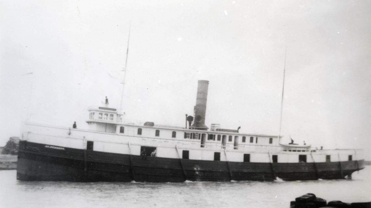 A fisherman discovered the abandoned J.C. Ames tugboat, which submerged in Lake Michigan in 1923.