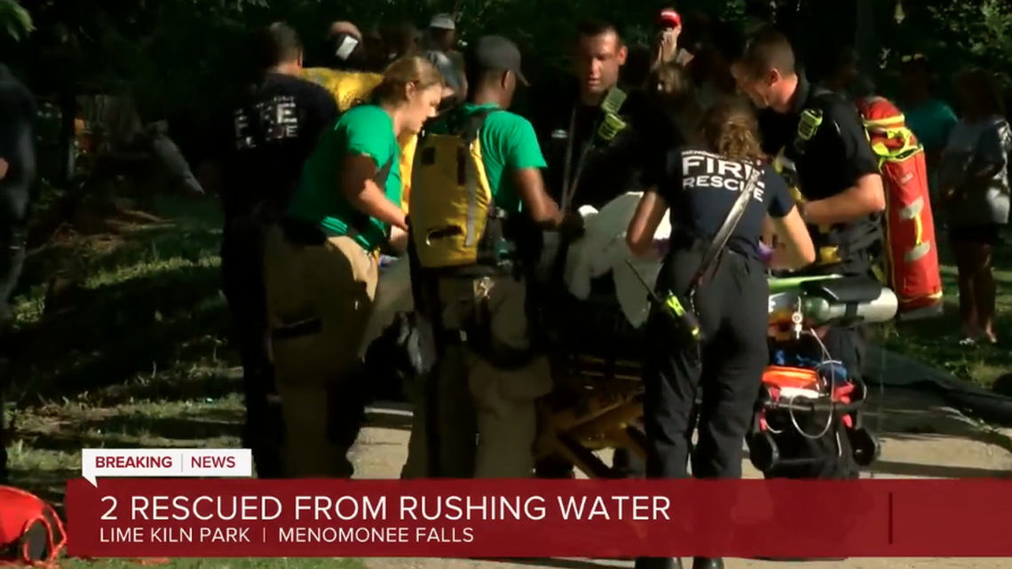 A father and son needed a rescue from a Wisconsin river after going in to try and save their dog, officials said.