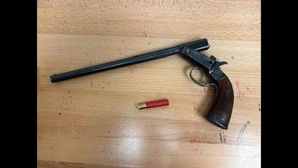 The man was armed with an unusual, and likely very old, weapon of choice.