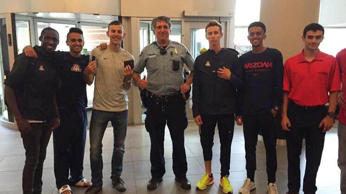 University of Arizona cross-country runners thanked the Minneapolis Police Department for helping them catch a man who allegedly robbed their hotel room.