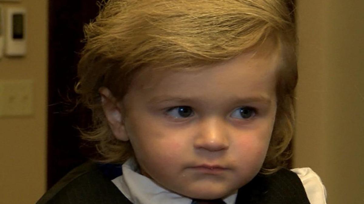 Two-year-old Hunter Tirpak of Pennsylvania looks a lot like someone running for president.