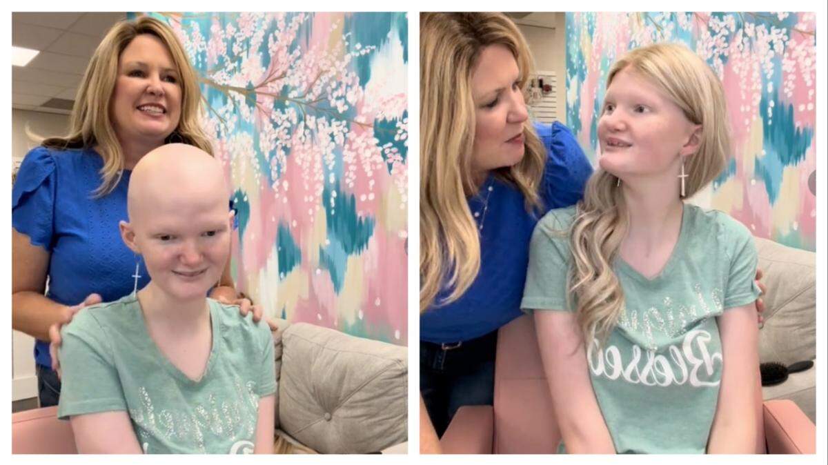 Kaylee Walker, a 13-year-old girl from Arkansas with osteosarcoma, was gifted a free wig by workers at Georgia Hair Solutions.