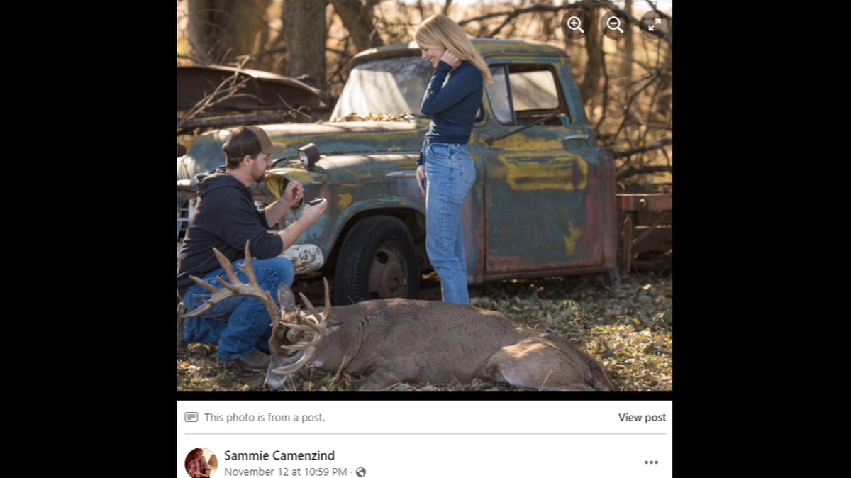 A Nebraska man proposed to his girlfriend after she bagged a buck on a deer hunt.
