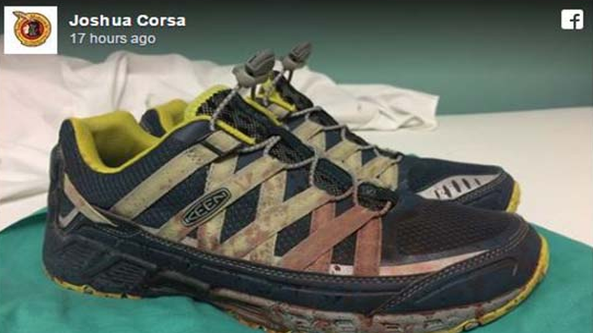 This photo of the shoes Dr. Joshua Corsa wore while treating the victims of the Orlando shooting has gone viral.