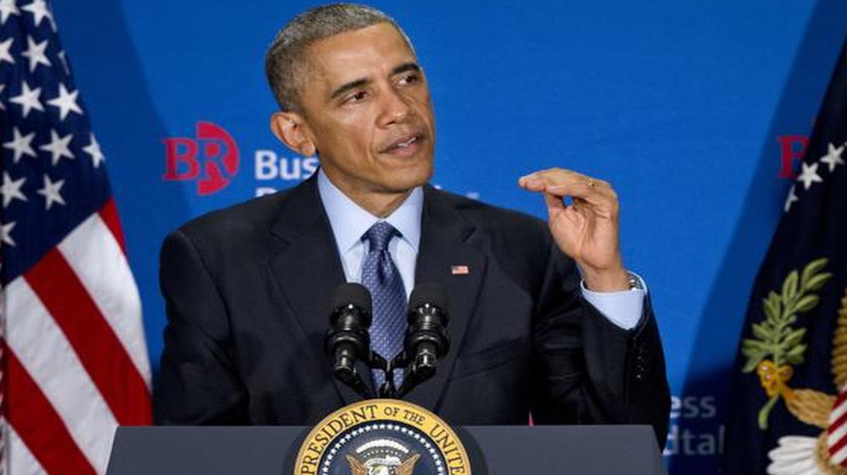 
President Barack Obama speaks to leading CEOs to discuss ways to promote the economy and create jobs 
