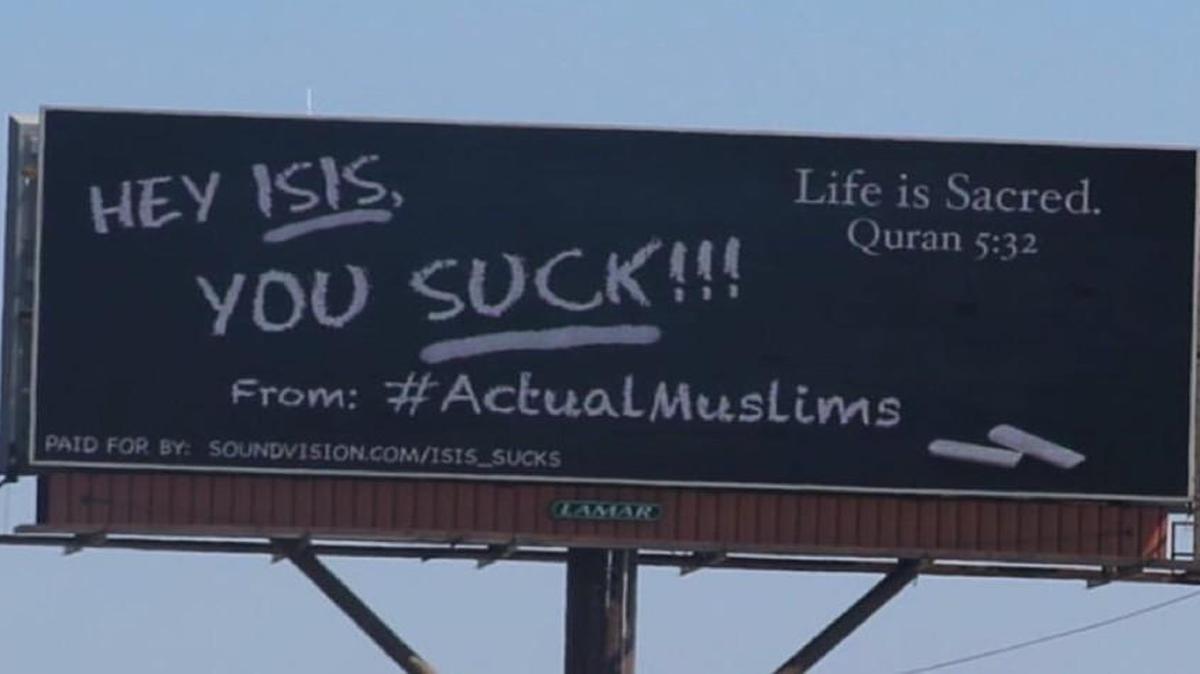 A group of Muslim Americans put up this billboard in Chicago a few days ago and it’s already grabbed quite a bit of attention.
