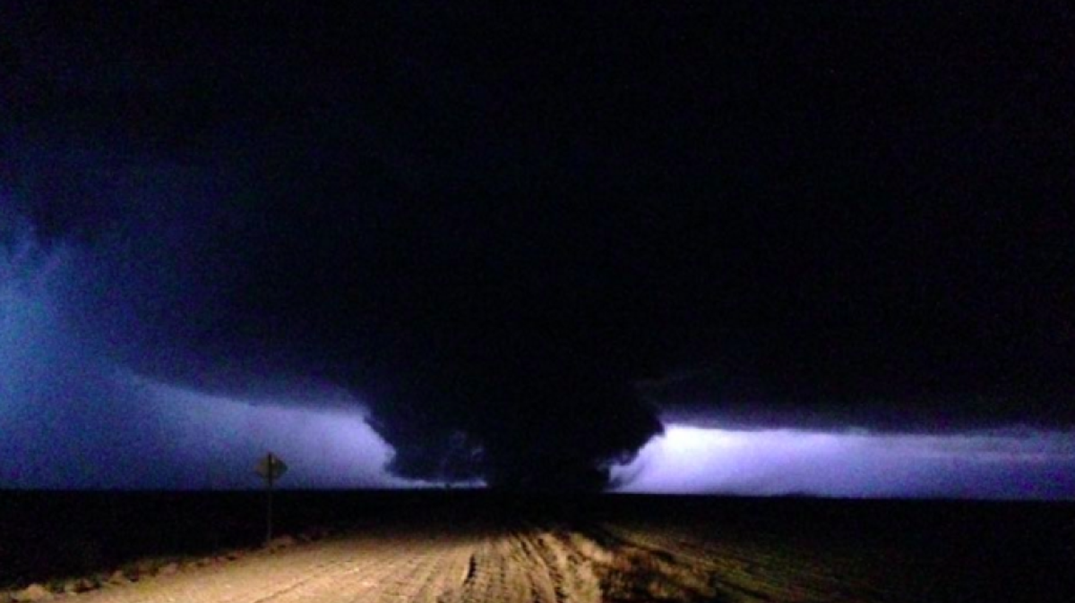 More than 20 tornadoes like this one were spotted across western Kansas Monday night.