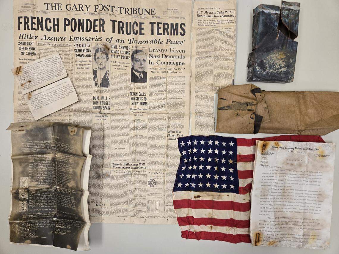 A contractor found a time capsule from 1941 at the Good Fellow Lodge in Indiana Dunes National Park containing a silk 48-star flag and several written documents, park officials said.