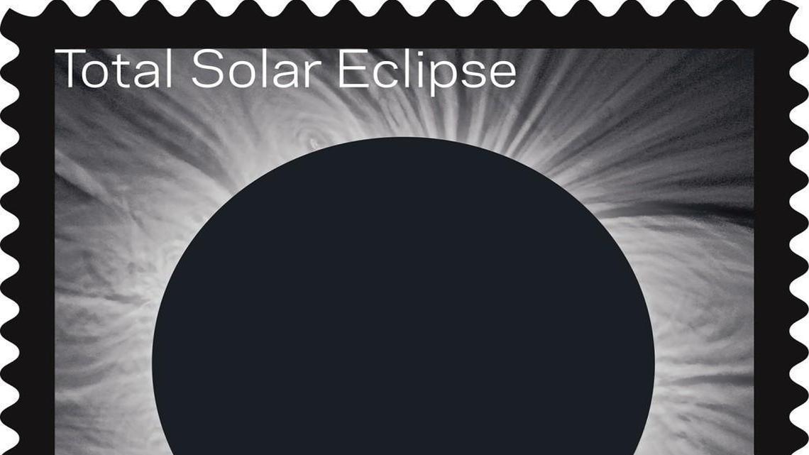 The Total Solar Eclipse Forever Stamp prior to being exposed to body heat