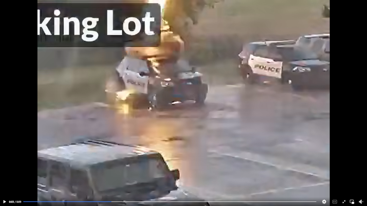 A police cruiser was hit by a strike of lightning in Newcastle, Oklahoma.