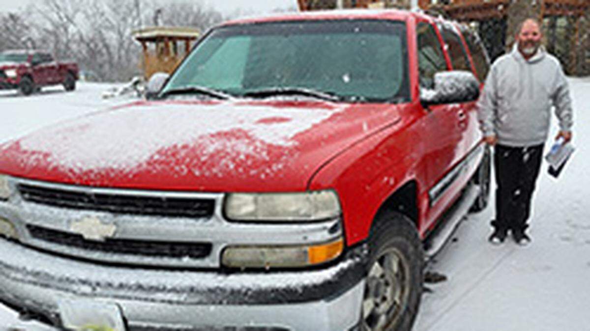 An Iowa man drove his rusty old pickup truck through a snowstorm to claim his top lottery prize, which he’ll use to upgrade to a newer car, officials said.