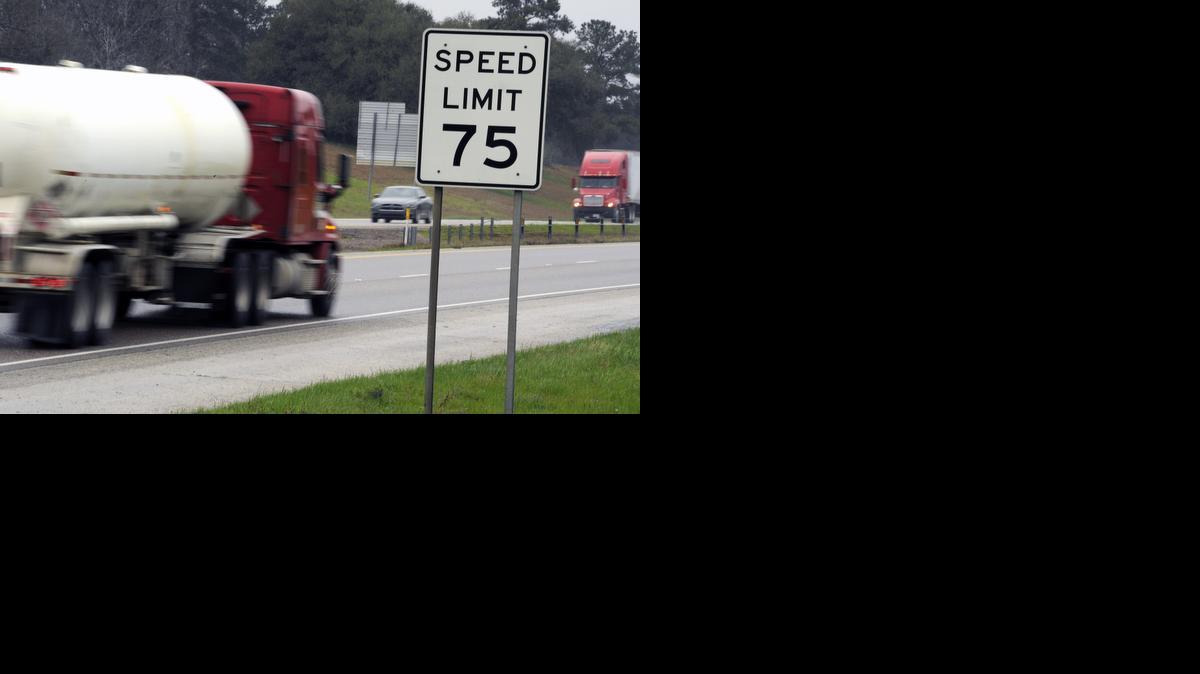 
Trucks travel along I-45 near Huntsville, Texas
