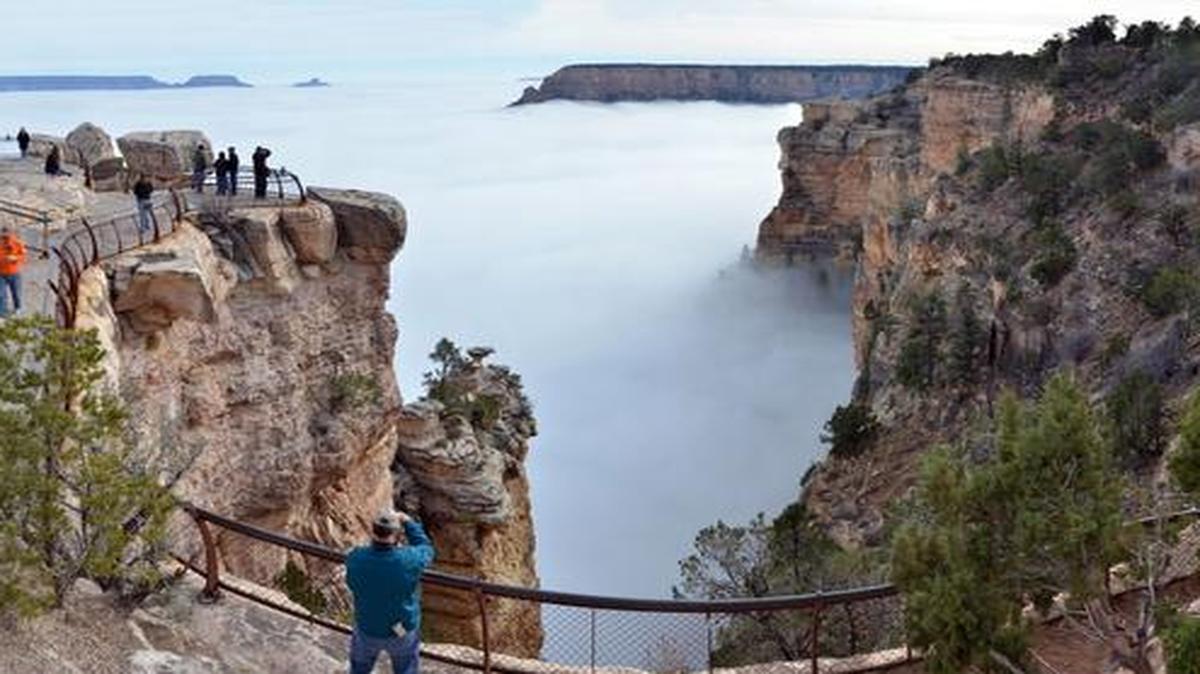 
Visitors at Mather Point on the South Rim of Grand Canyon National Park
