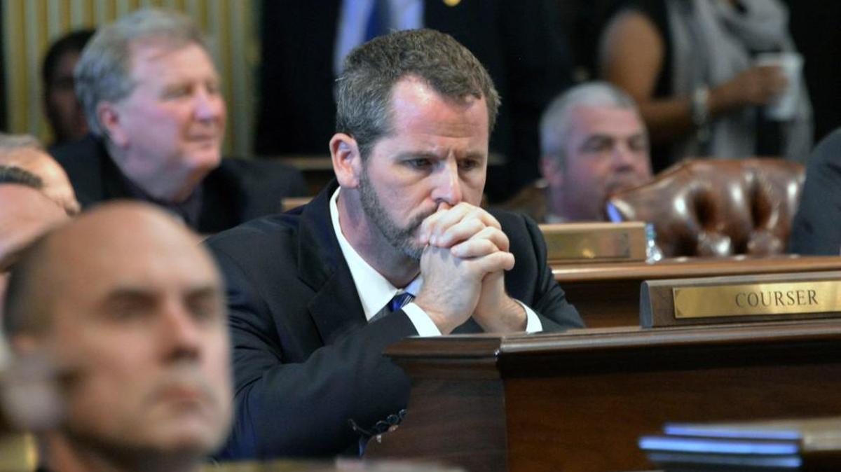 
Rep. Todd Courser, R-Lapeer, listens during House hearings Thursday
