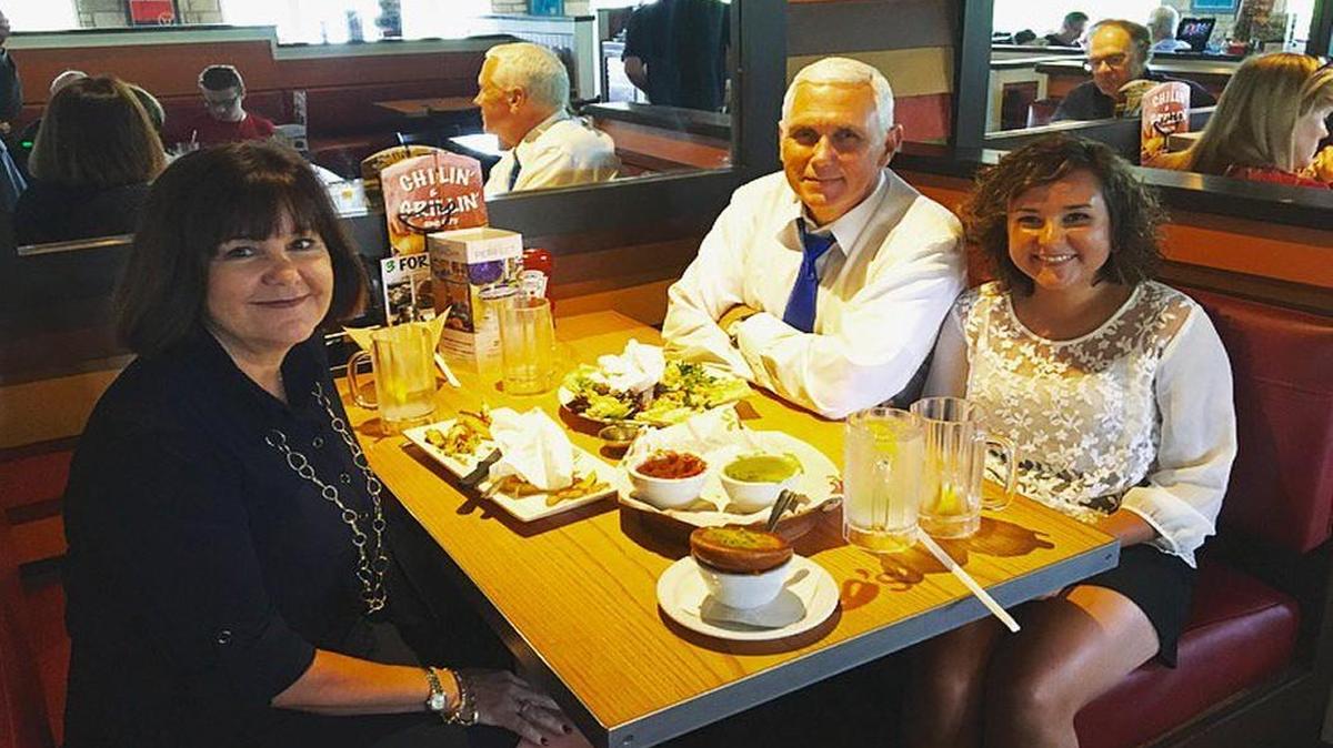 This photo of Indiana governor Mike Pence with his wife, Karen, and their daughter freaked people out because they can’t see Charlotte Pence’s reflection in the mirror.