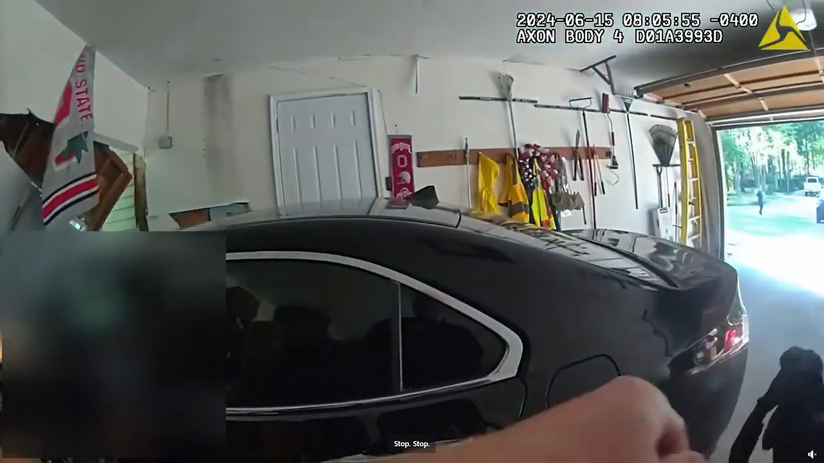 An Ohio woman was arrested after police say she used her car to fatally pin her mother up against a garage wall.