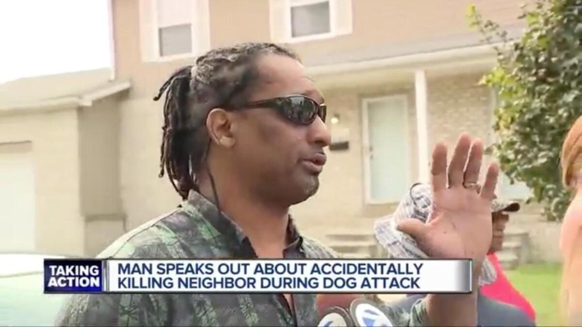 Michael Lewis, 61, man faces charges of careless discharge of a weapon after police say he shot and killed a woman he was trying to save from an attacking dog in Detroit.