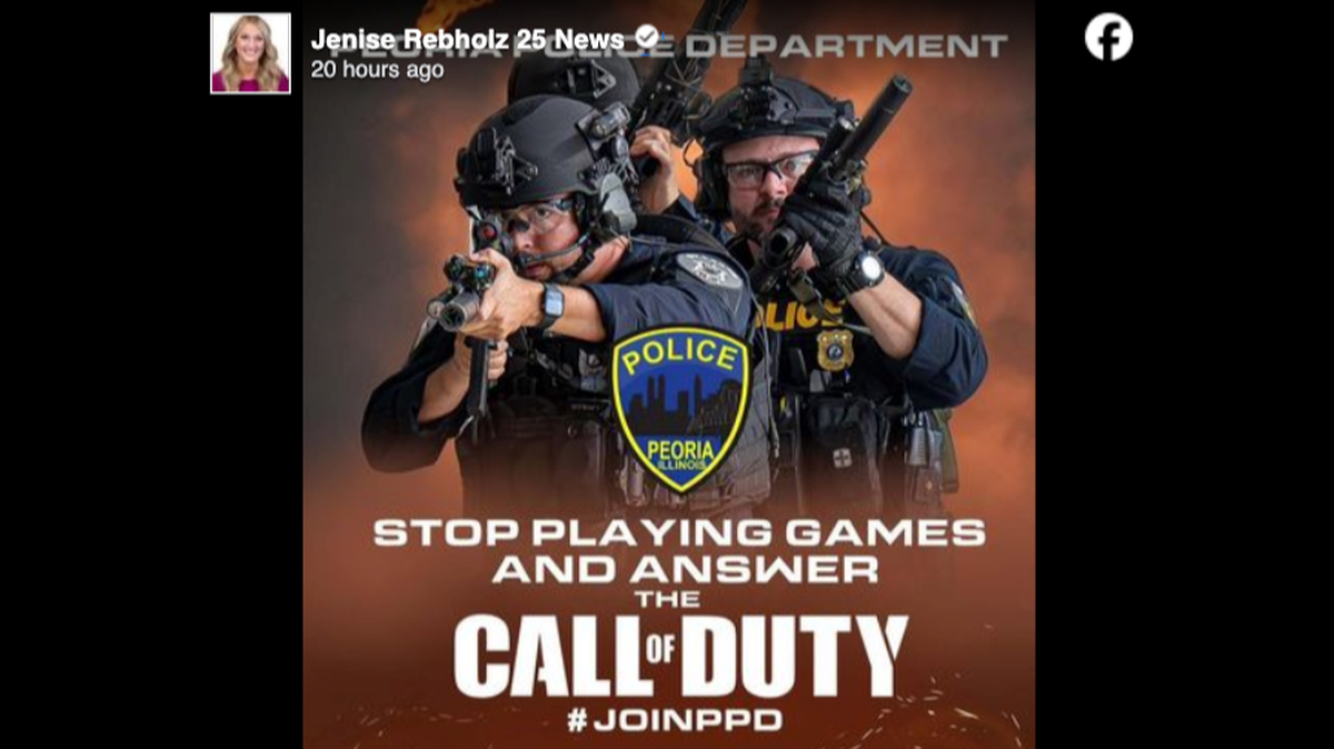 The Peoria Police Department deleted its posting of a “Call of Duty”-themed recruiting ad.