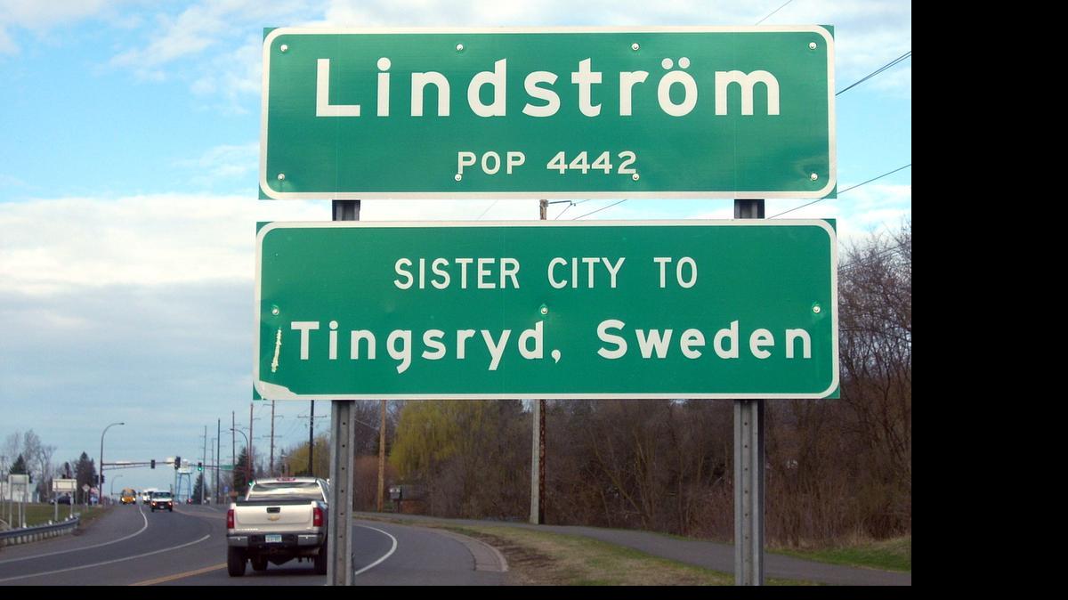 
A new Lindstrom, Minn., highway sign installed Thursday
