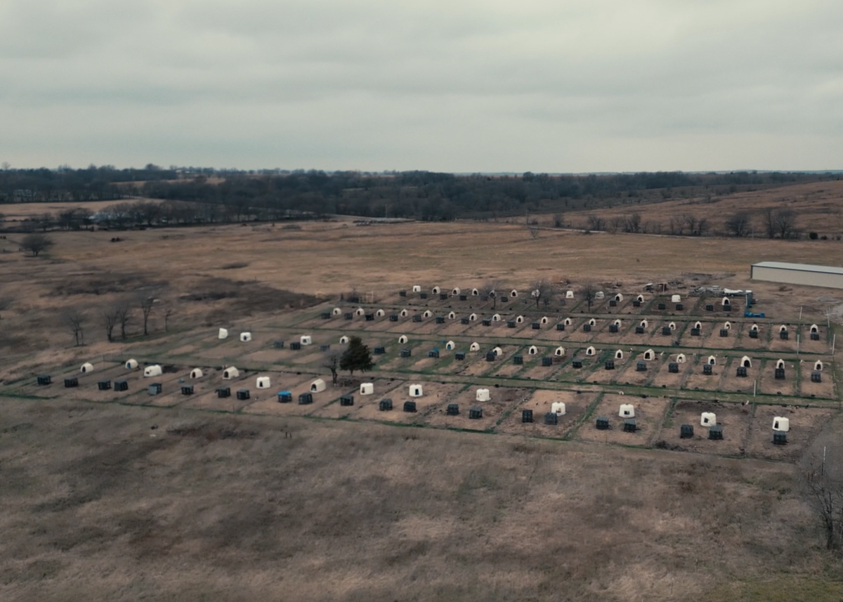 Aerial photo of the 30-acre Oklahoma facility where flea and tick products were tested on animals.