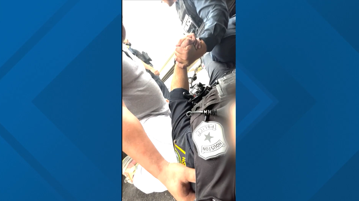 A Houston man is being thanked for his quick action that helped save a police officer who was injured during a highway shootout.