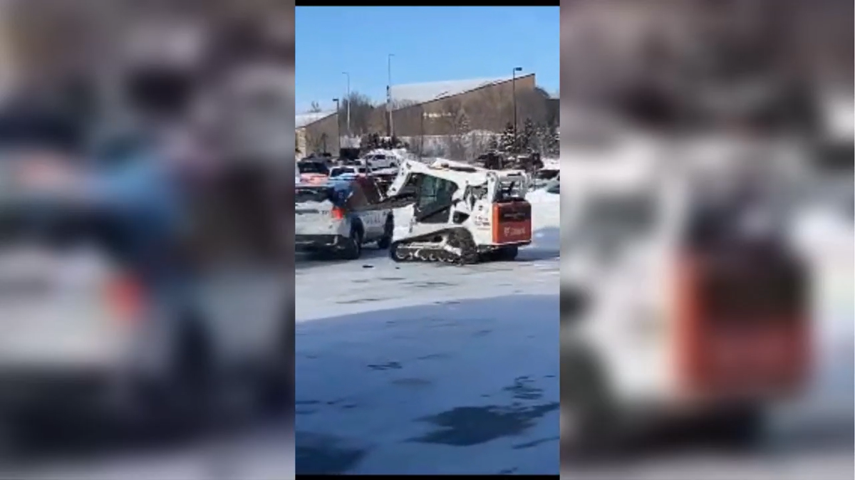 A Nebraska man was arrested after police say he took his boss’ skid loader and went on a rampage smashing into businesses and vehicles.