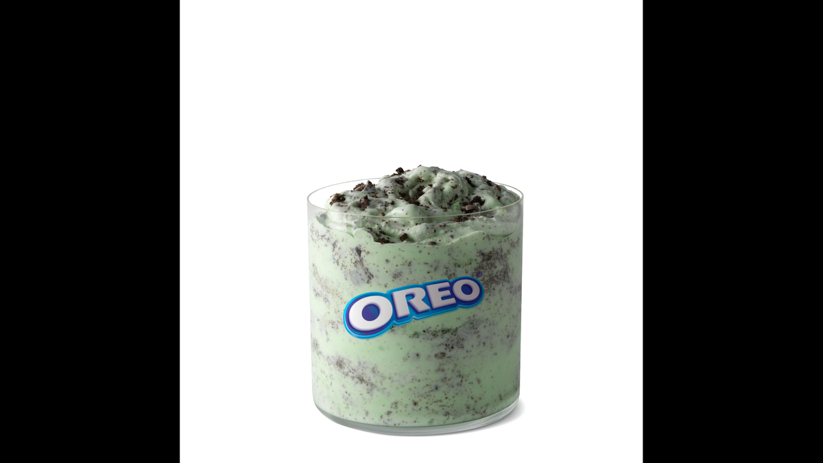 The Oreo Shamrock McFlurry joins the original Shamrock Shake on menus for a limited time, McDonald’s said.
