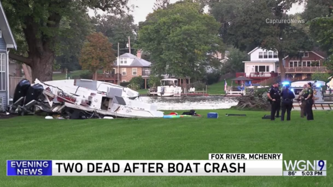 A couple died when their boat sped onto land and crashed in a home’s yard, Illinois officials say.