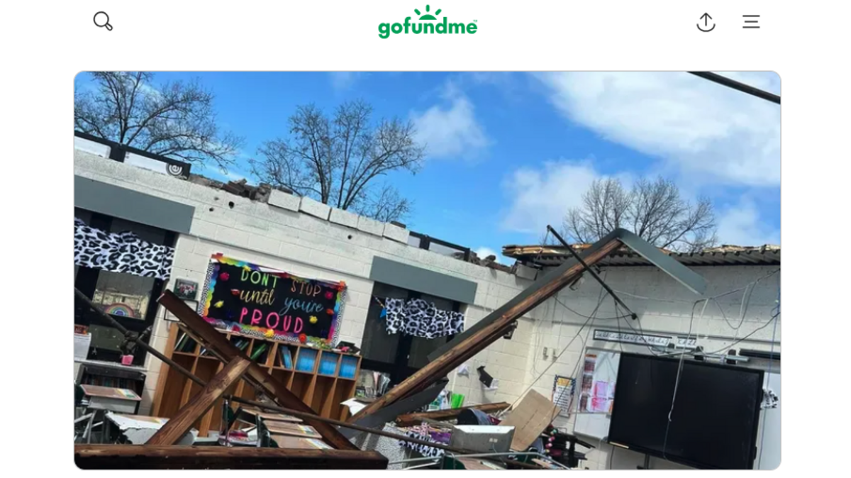 A storm severely damaged Fairland West Elementary School in Proctorville, Ohio.