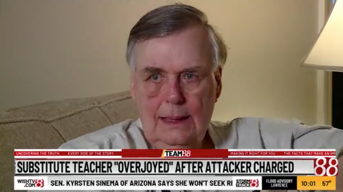 Rob Gooding, 75, said he was attacked in a Perry Meridian High School classroom. Now, a teenager has ben charged.