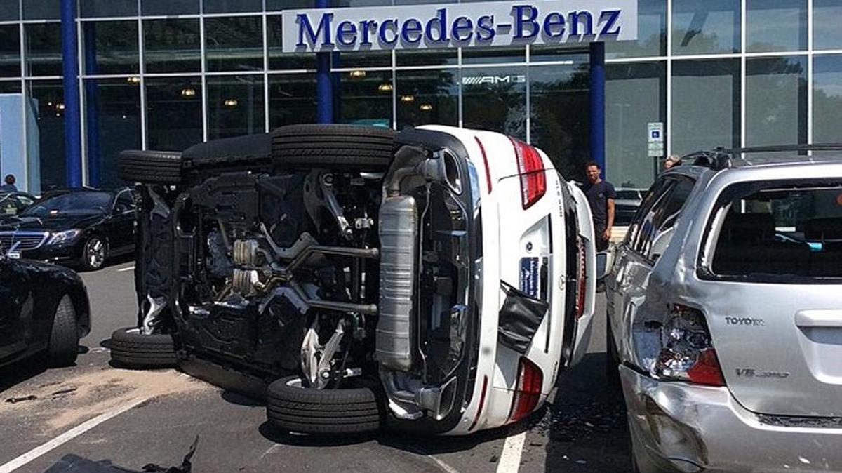 A woman took an expensive Mercedes-Benz SUV for a test drive last week and, well, things didn’t go very well.