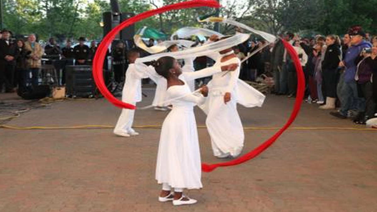 The Adoration Dance Ministry performed at an Easter sunrise service sponsored by the Stockton Leadership Foundation in California.
