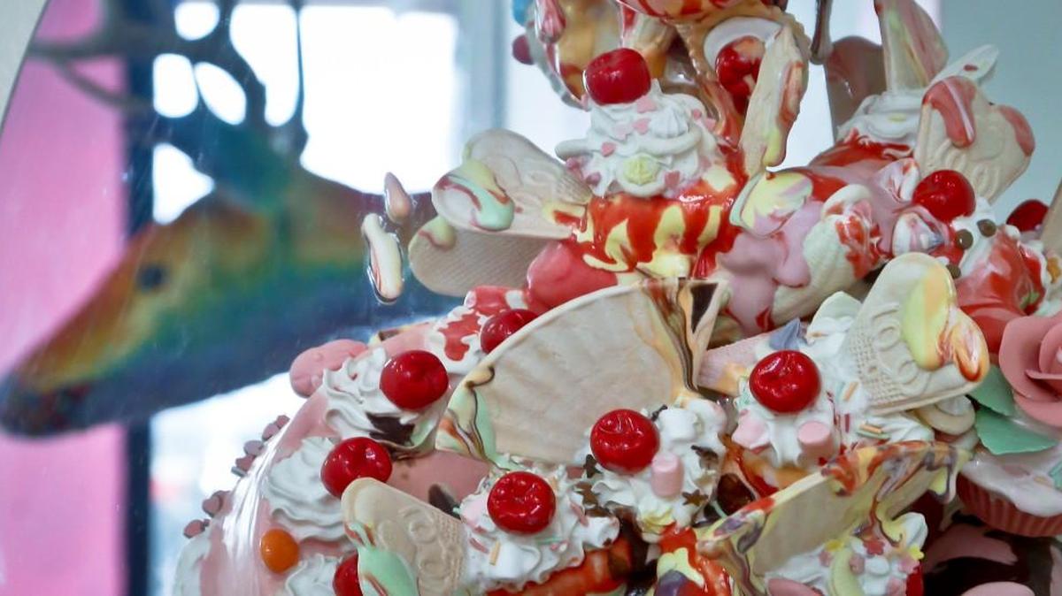 Anna Barlow's installation "Look It's So You" is among ice cream-themed works of art previewed at the Museum of Ice Cream, Thursday July 28, 2016, in New York. The museum opens on Friday and runs through Aug. 31.