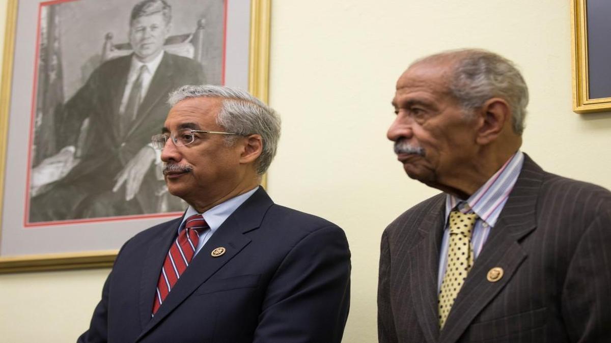 Rep. Bobby Scott (left) of Virginia, ranking member on the House Education and the Workforce Committee, and Rep. John Conyers of Michigan were among the Democratic lawmakers who commissioned the report on school segregation two years ago. As the results were released Tuesday, Scott announced legislation to make it easier for parents to sue school districts over civil rights violations.