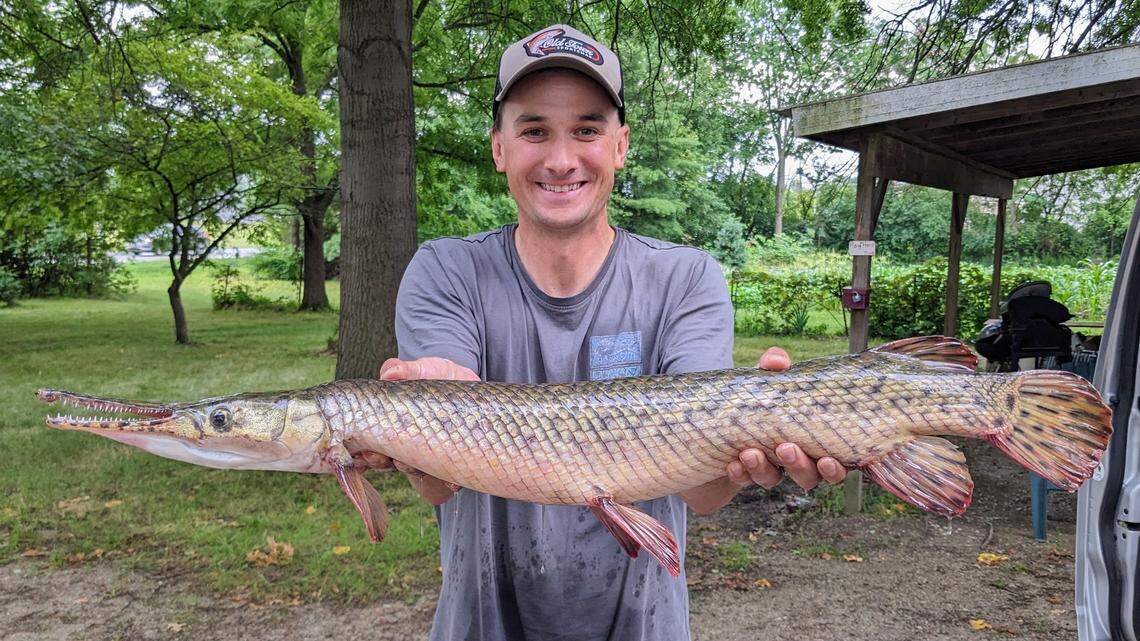 Kyle Hammond, of Fort Wayne, caught an Indiana state-record 9-pound, 11-ounce spotted gar.