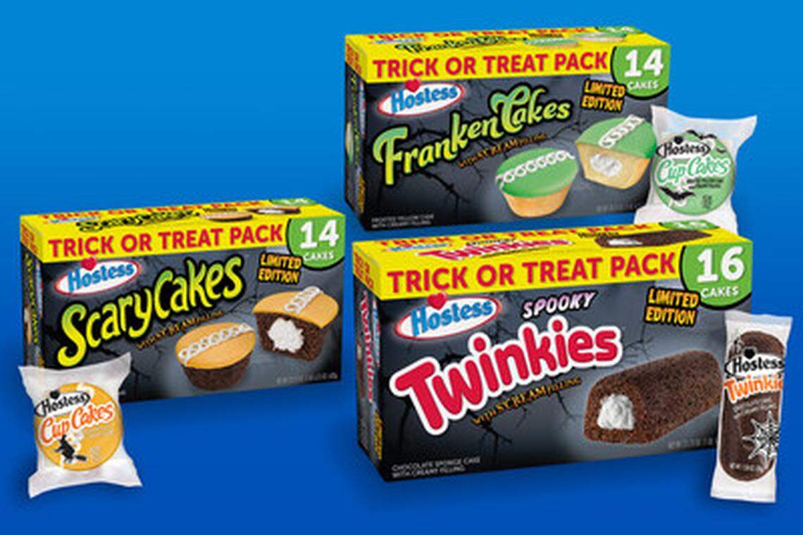 Hostess’ new Halloween lineup includes FrankenCakes, Spooky Twinkies and ScaryCakes, the brand said.