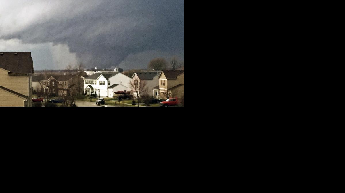 
A tornado as seen from a home in Kirkland, Ill., on Thursday
