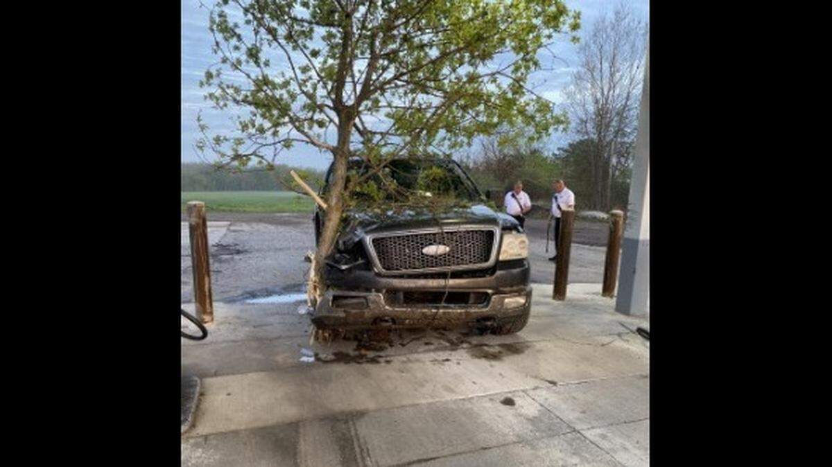 The driver made it to a nearby gas station where Ingham County Sheriff’s Office deputies found him passed out in the morning, Michigan cops said.