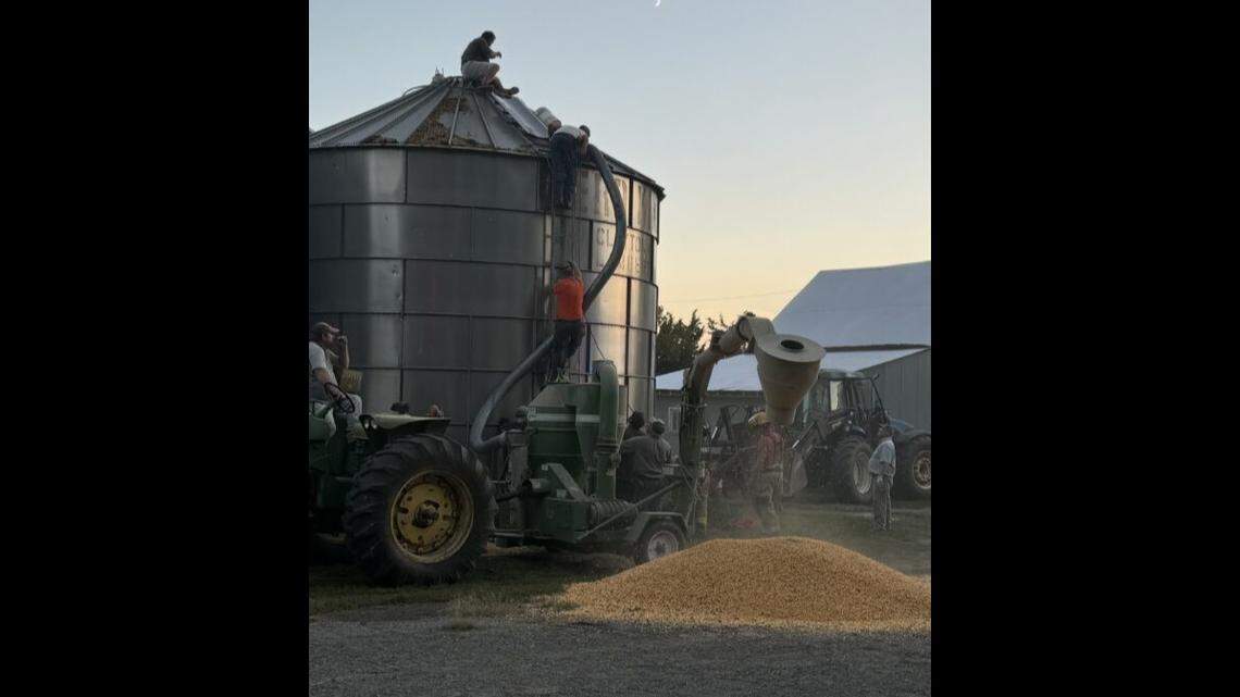 Emergency personnel spent almost an hour using a large grain vacuum to free the farmer, the Stanton County Sheriff’s Office said.