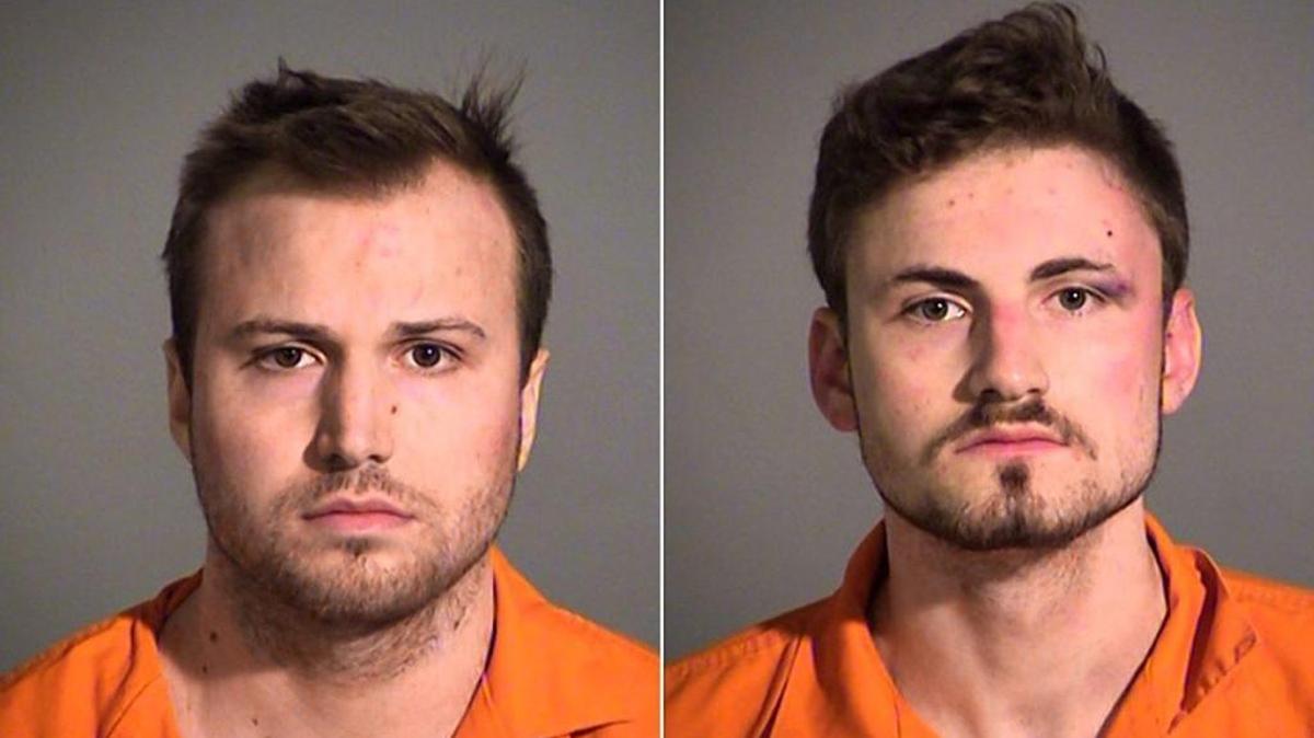 Noah Batz (left), 24, and Timothy Batz, 21, were arrested in Indianapolis on Sunday after causing mayhem at an apartment complex.