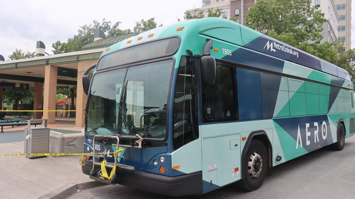 A 43-year-old woman was assaulted on a bus when a man slashed her throat with a knife, Oklahoma police said.
