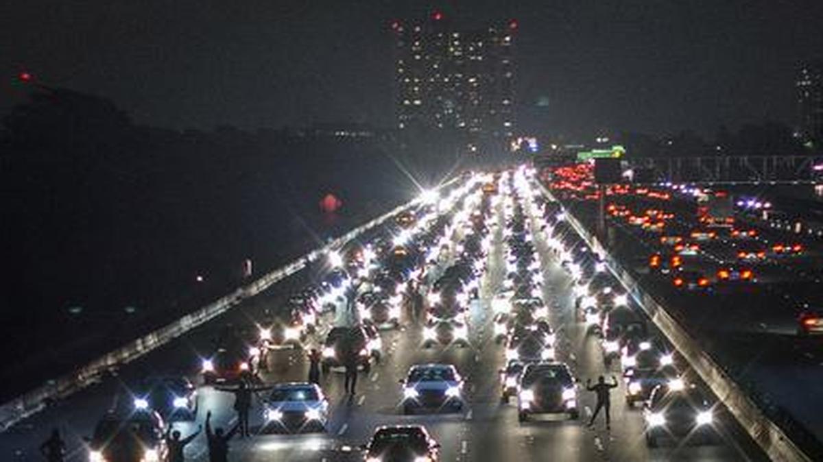 
Protesters rallying against police violence block Interstate 80 in Berkeley, Calif., on Monday, Dec. 8, 2014. 
