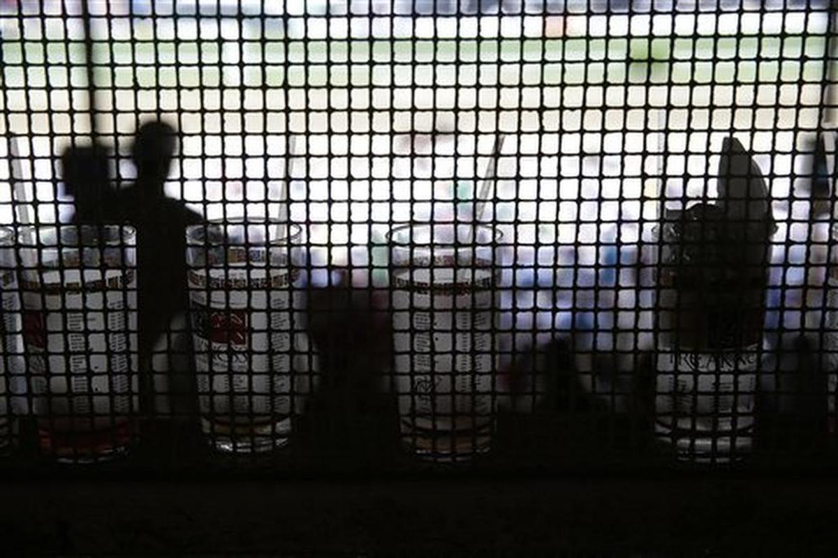 Black-Eyed Susan cocktail glasses are seen in the clubhouse before Saturday’s 140th Preakness Stakes horse race at Pimlico Race Course in Baltimore in this file photo.