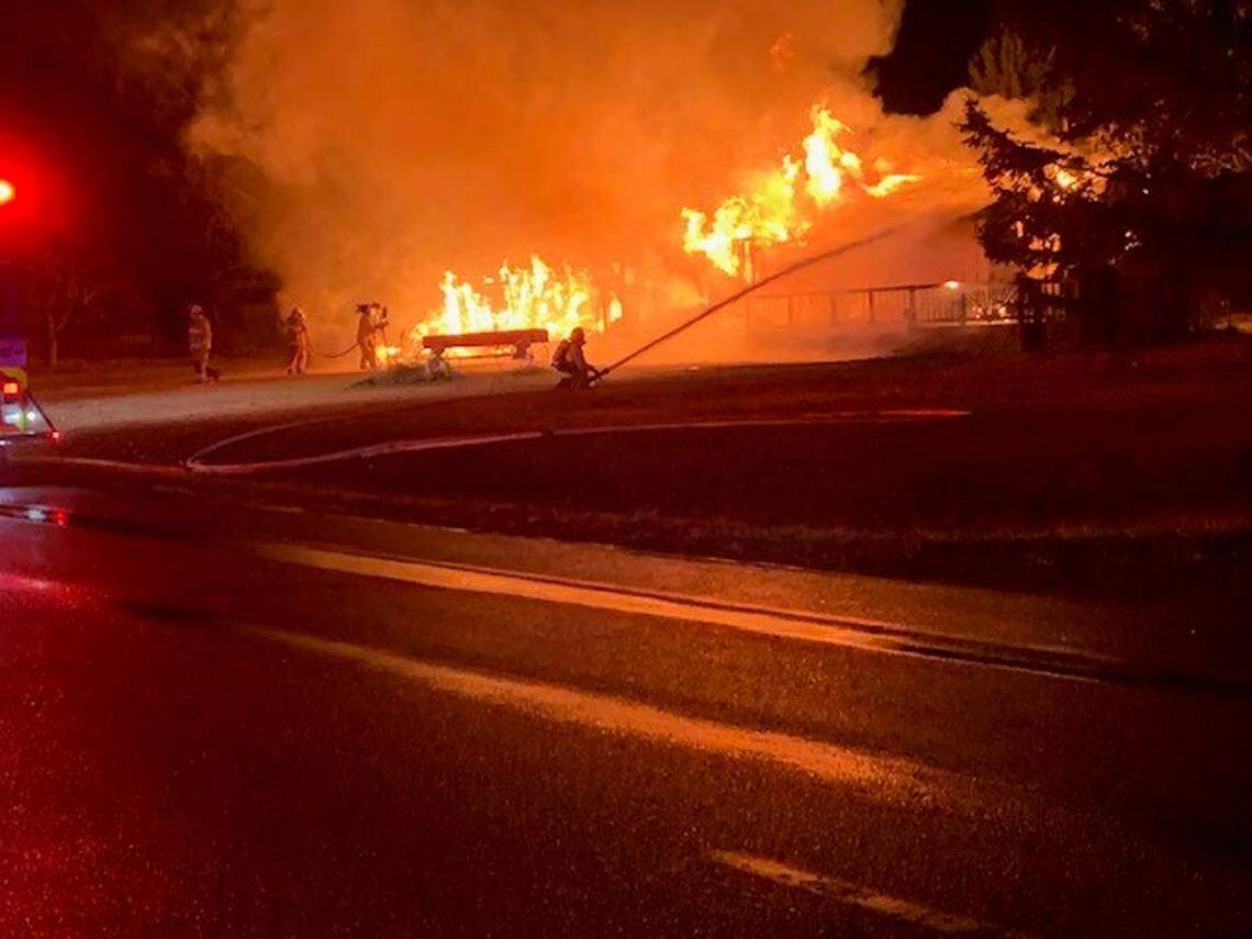 The family of four escaped the burning home without injury, authorities said.