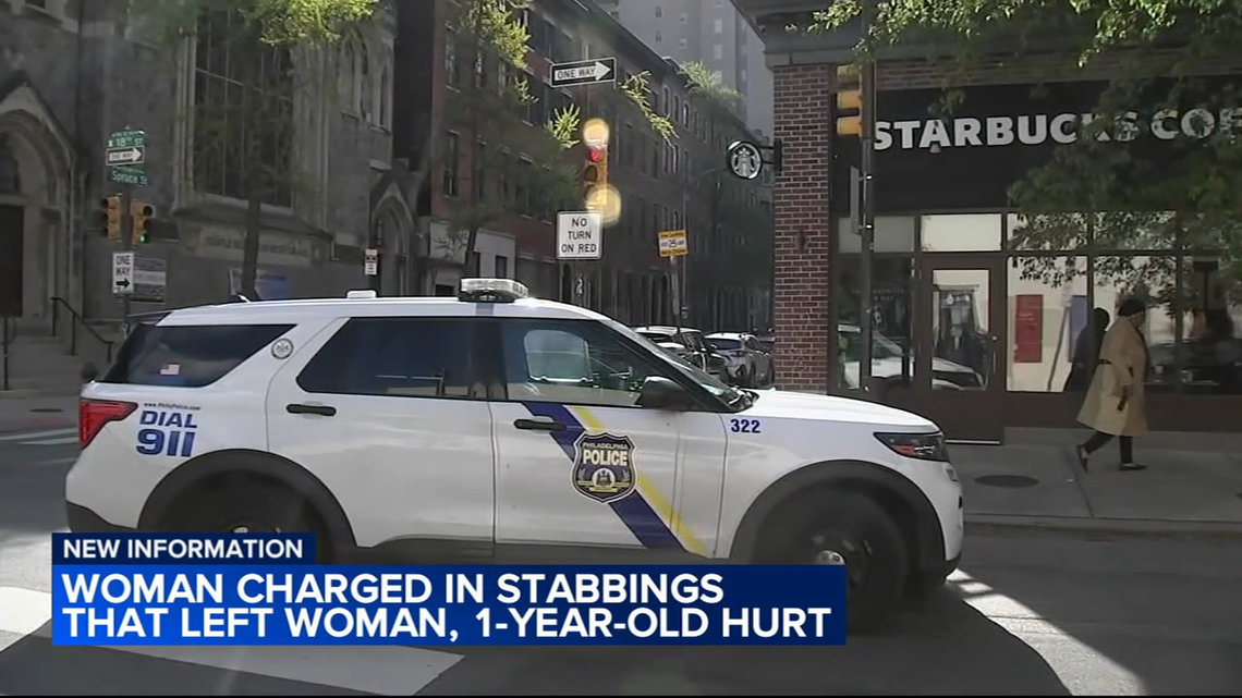 A Pennsylvania woman was arrested after police say she stabbed two people, including a 1-year-old baby.