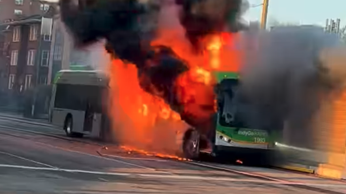 A massive fire on a city bus in Indianapolis is believed to have been intentionally set by a passenger, officials say.