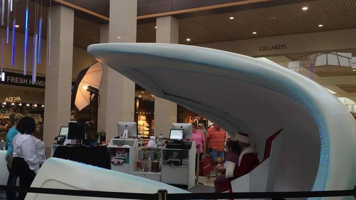 When shoppers objected, SouthPark Mall in Charlotte, N.C. scrapped plans to have Santa under this fake glacier instead of the traditional Christmas tree.