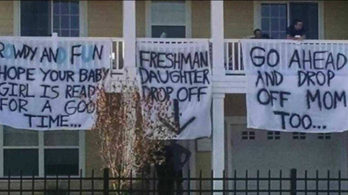 
Uproar: These signs were displayed at a private residence off campus at Old Dominion University last week as new students moved in.

